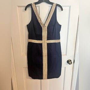 Lilly Pulitzer Navy & Gold Bently Shift Dress Size 10